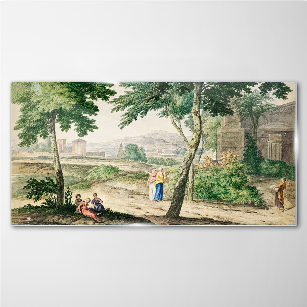 A scene from ancient life Glass Print