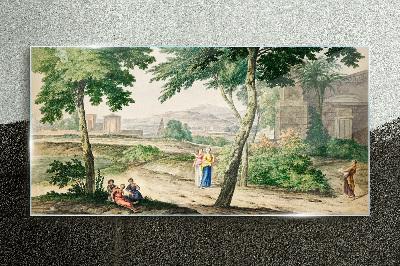 A scene from ancient life Glass Print