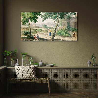 A scene from ancient life Glass Print