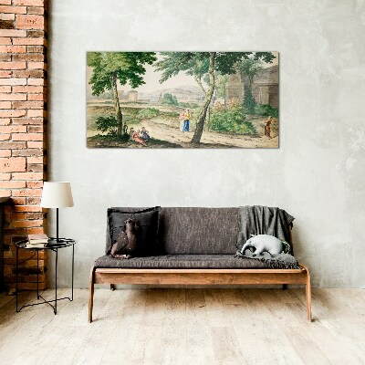 A scene from ancient life Glass Print