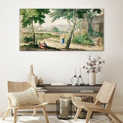 A scene from ancient life Glass Print
