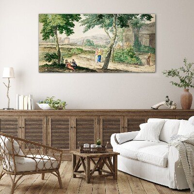 A scene from ancient life Glass Print