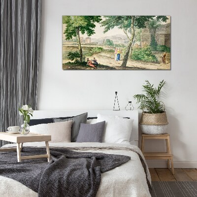 A scene from ancient life Glass Print