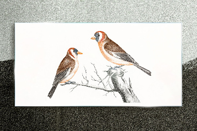 Two birds on a branch Glass Print