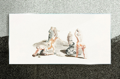 Mythological scene in pastel shades Glass Print