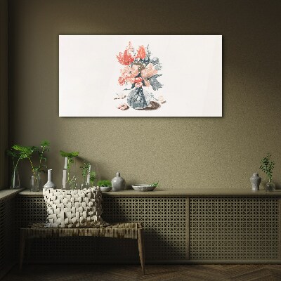 Flower bouquet in a vase Glass Print