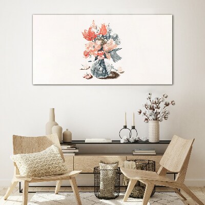 Flower bouquet in a vase Glass Print