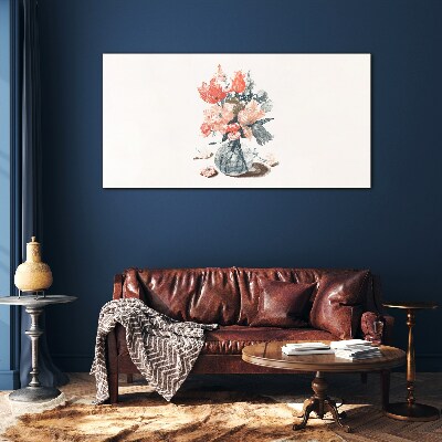 Flower bouquet in a vase Glass Print