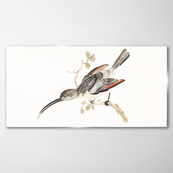 Bird on a branch Glass Print