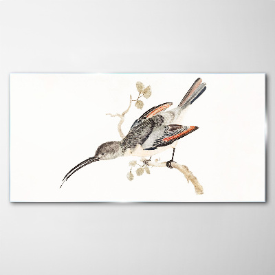 Bird on a branch Glass Print