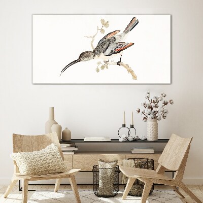 Bird on a branch Glass Print