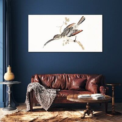 Bird on a branch Glass Print