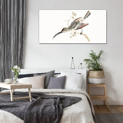 Bird on a branch Glass Print