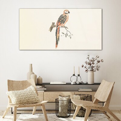 Parrot on a branch Glass Print