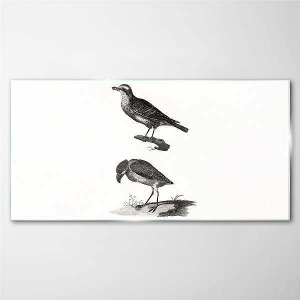 Birds on a branch Glass Print
