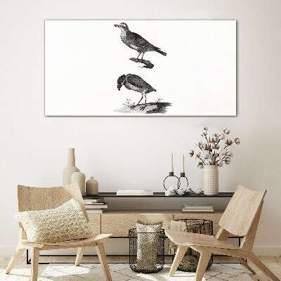 Birds on a branch Glass Print