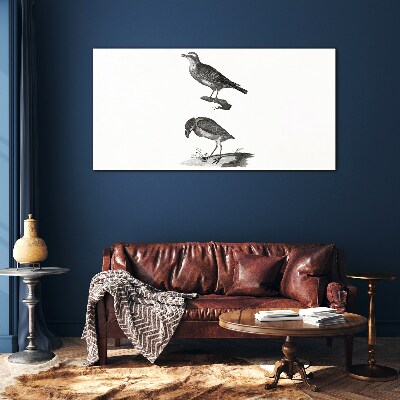 Birds on a branch Glass Print