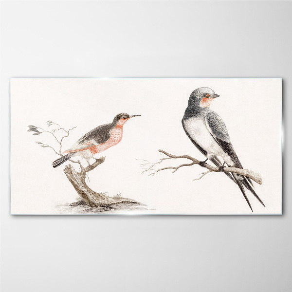 Birds on the branches Glass Print