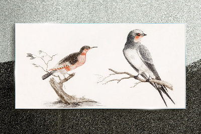 Birds on the branches Glass Print