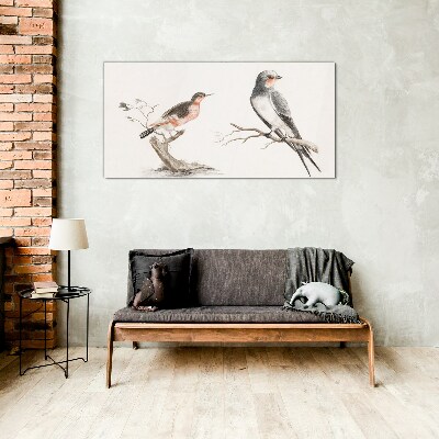 Birds on the branches Glass Print