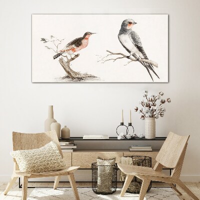 Birds on the branches Glass Print