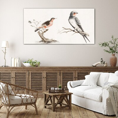 Birds on the branches Glass Print