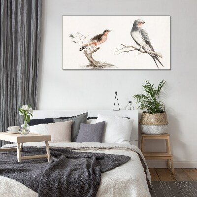 Birds on the branches Glass Print