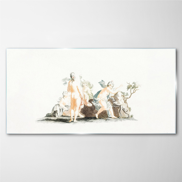 Mythological scene with characters Glass Print