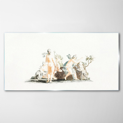 Mythological scene with characters Glass Print