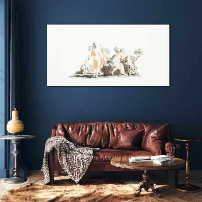 Mythological scene with characters Glass Print
