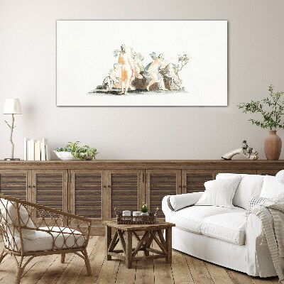 Mythological scene with characters Glass Print