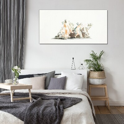 Mythological scene with characters Glass Print