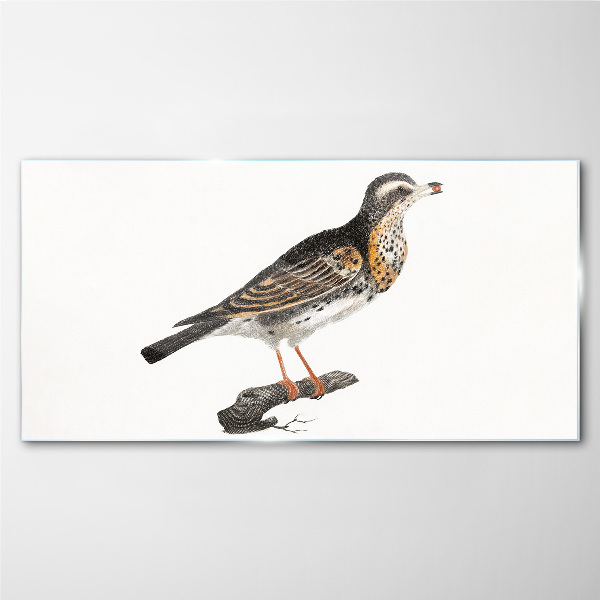 Bird on a branch Glass Print