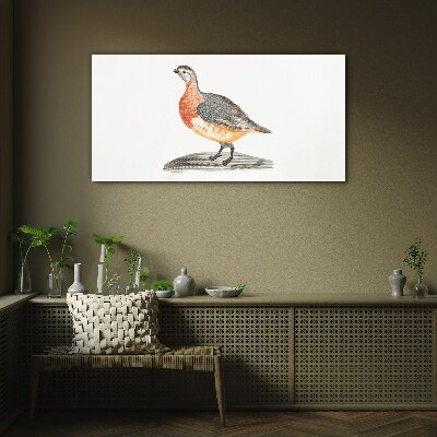 Happy bird on a white background Glass Print