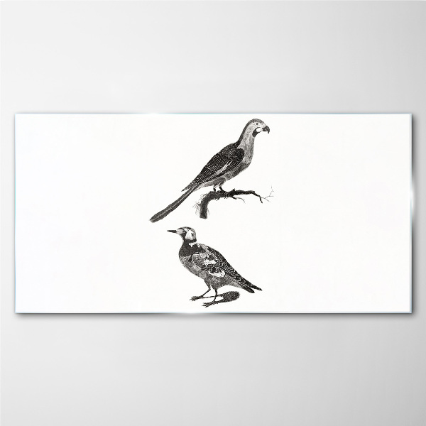 Birds on a branch Glass Print