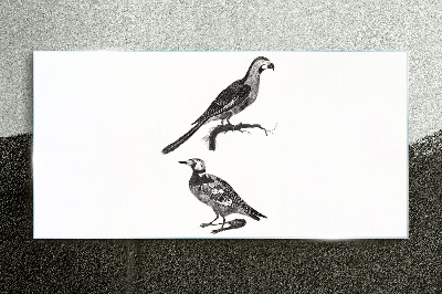 Birds on a branch Glass Print