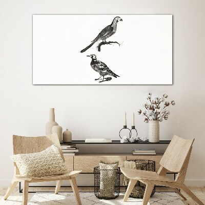 Birds on a branch Glass Print