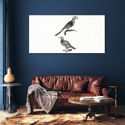 Birds on a branch Glass Print