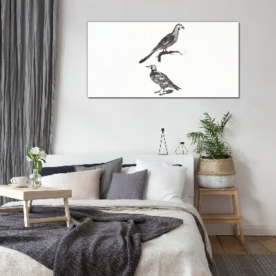Birds on a branch Glass Print