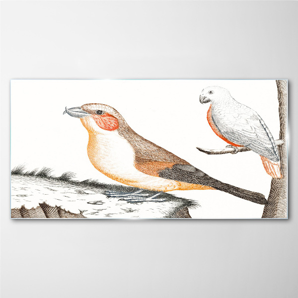 Bird duet on a branch Glass Print