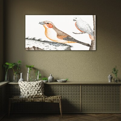 Bird duet on a branch Glass Print
