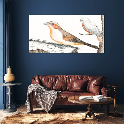 Bird duet on a branch Glass Print