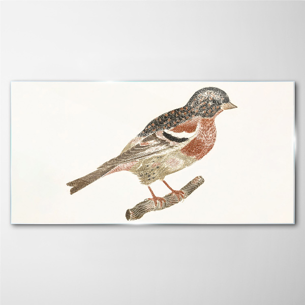 Bird on a branch Glass Print
