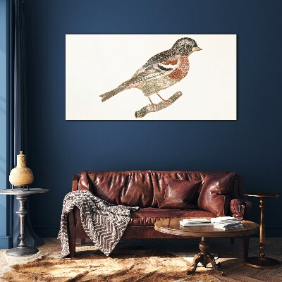 Bird on a branch Glass Print