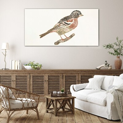 Bird on a branch Glass Print
