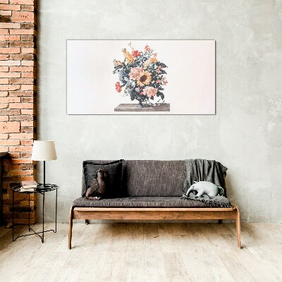 Flower bouquet in a vase Glass Print