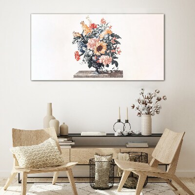 Flower bouquet in a vase Glass Print