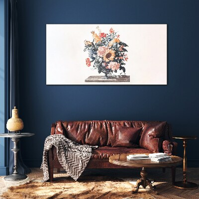 Flower bouquet in a vase Glass Print