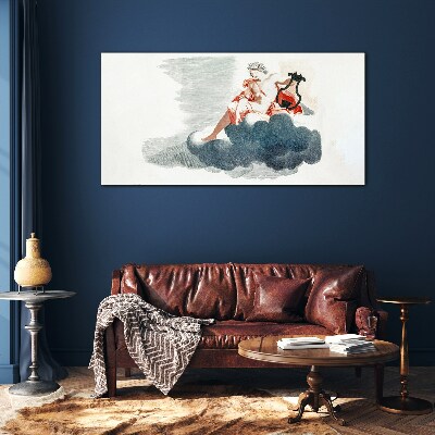 Musical Muse in the Clouds Glass Print