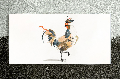 Rooster in watercolor Glass Print